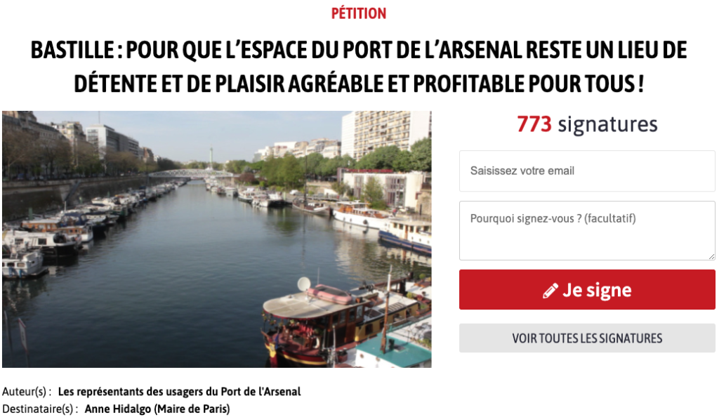 Petitie voor l'Arsenal in Parijs